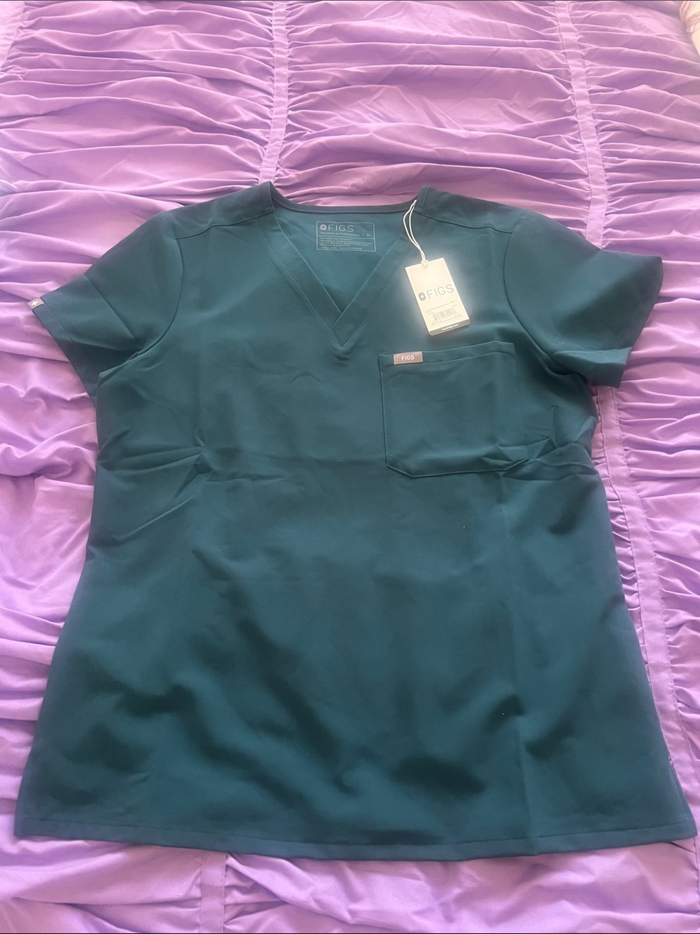 NWT Figs Women’s Teal V-Neck Short Sleeve Scrub Top sz M